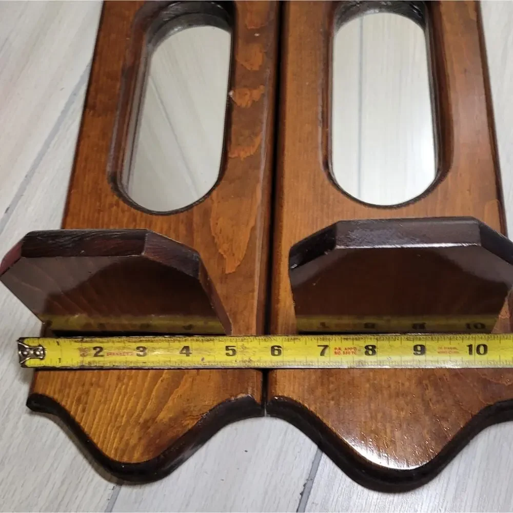 Vintage Brown Wall Mirror Pair